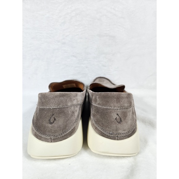 NWOB Men Size 12 OluKai Ka'a Loafer Slip on Shoes Grey Suede Leather - Picture 6 of 11